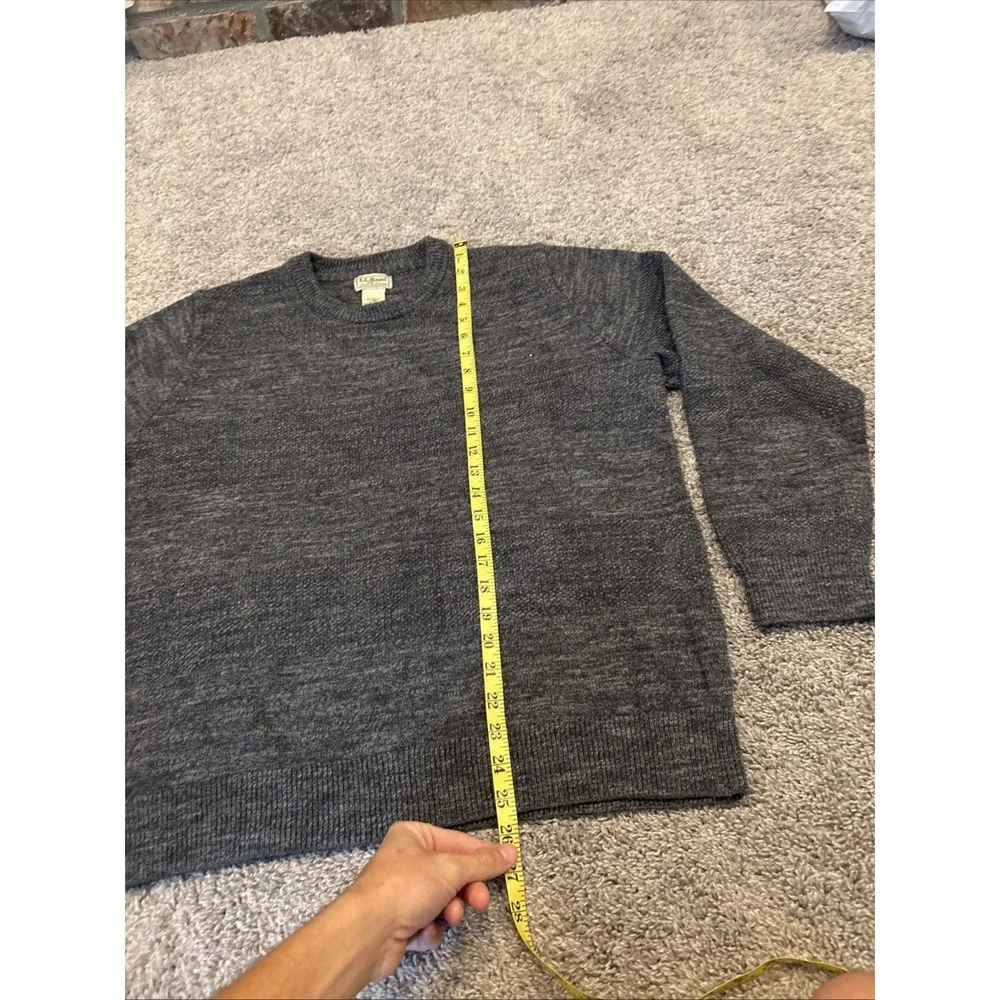 L.L. Bean Crew Neck Jumper Men's Large Gray Grey Mix 100% Cotton Knit 500236